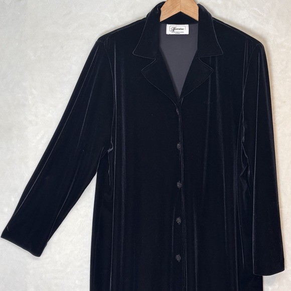 90s Black Velvet Button-Front Midi Dress Whimsigoth Dark Romantic Gothic Evening - Picture 3 of 9